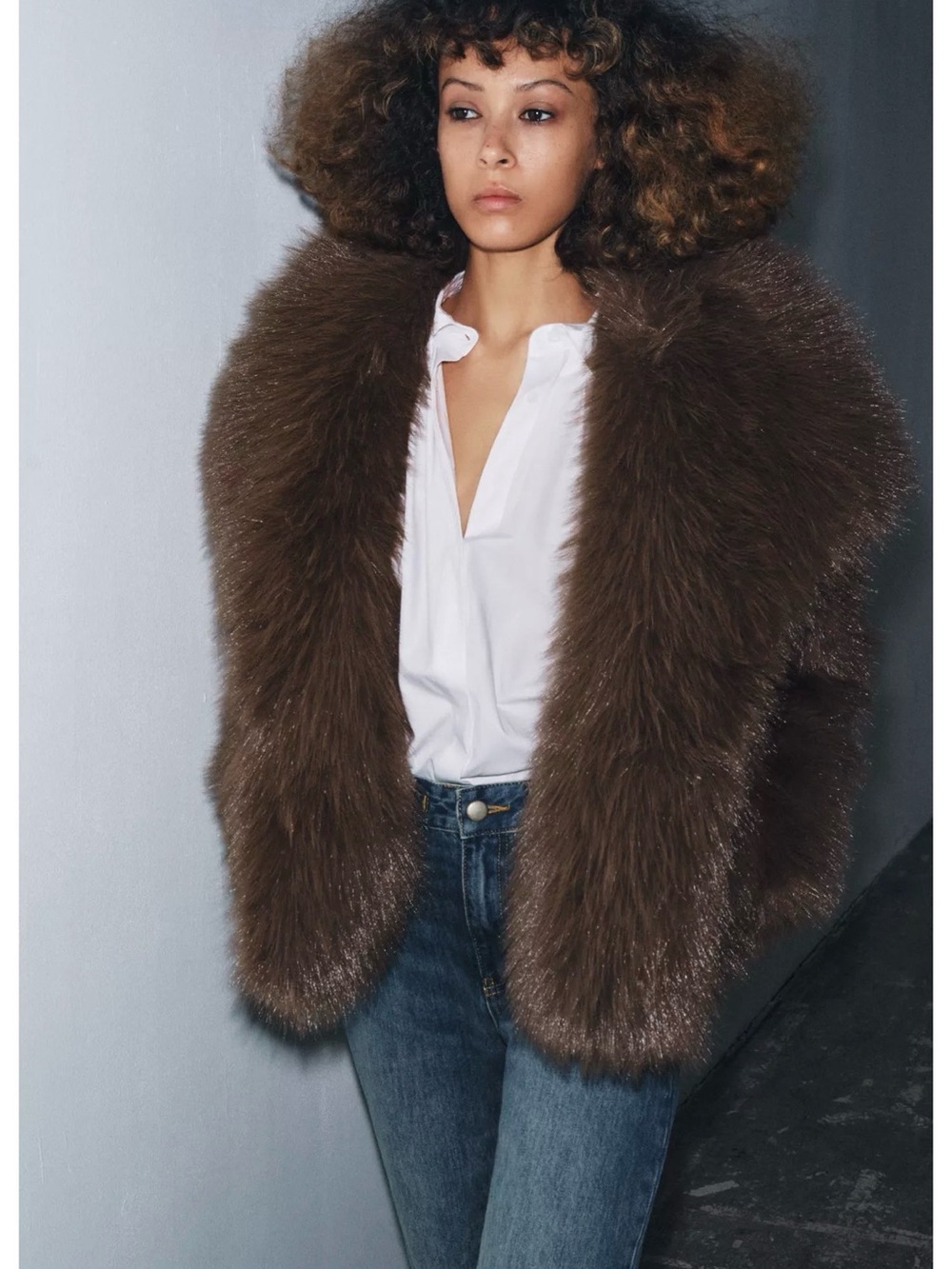 ZARA | NWT - ZW COLLECTION FAUX FUR SHORT COAT - Brown